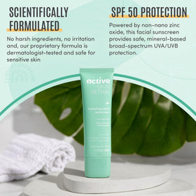 BLDG ACTIVE applying sunscreen to face demonstrating easy blend and lightweight comfort