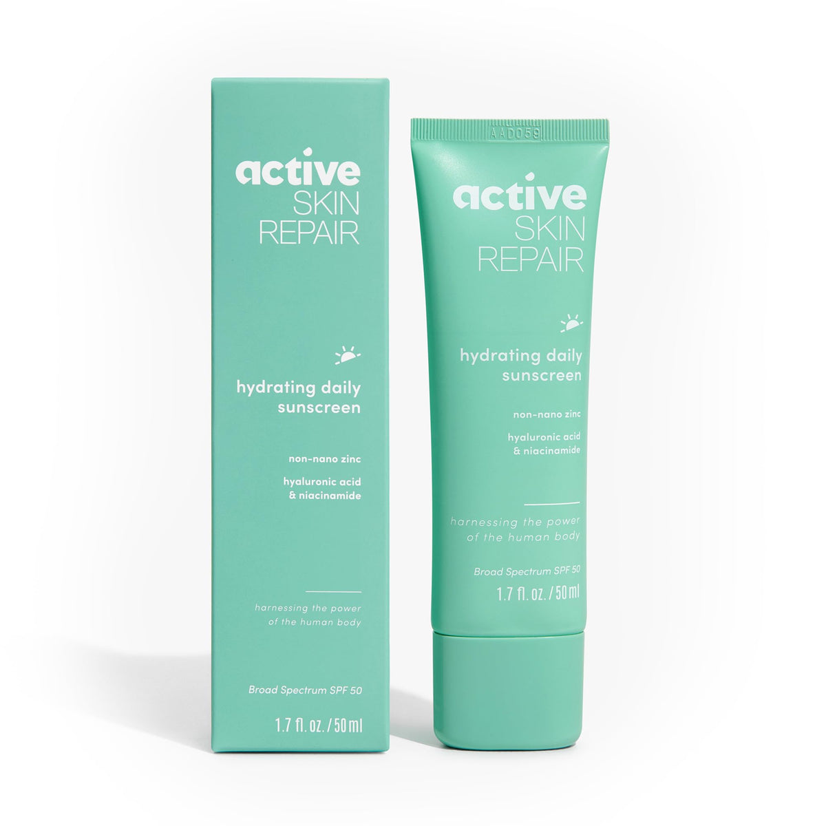 BLDG ACTIVE front packaging 1.7 oz tube showing SPF 50 and EWG certification protecting skin