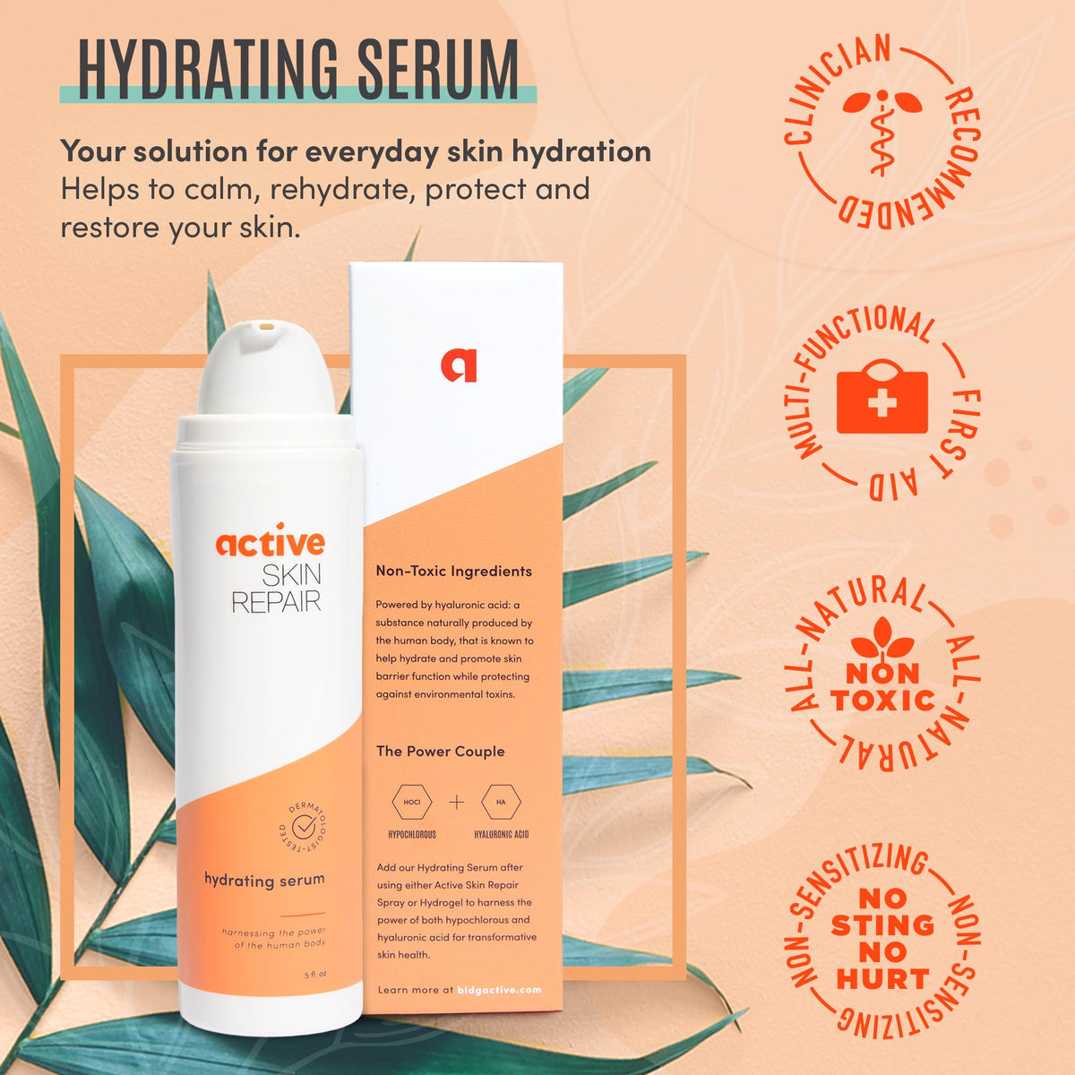 BLDG ACTIVE pump dispensing a drop of serum illustrating easy, controlled application