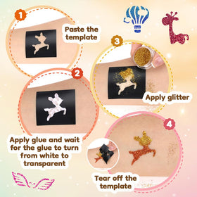 Bledras glitter application in process illustrating quick, tidy temporary tattoos