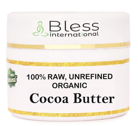 Bless International front packaging of 8 oz cocoa butter showing product clarity and purity