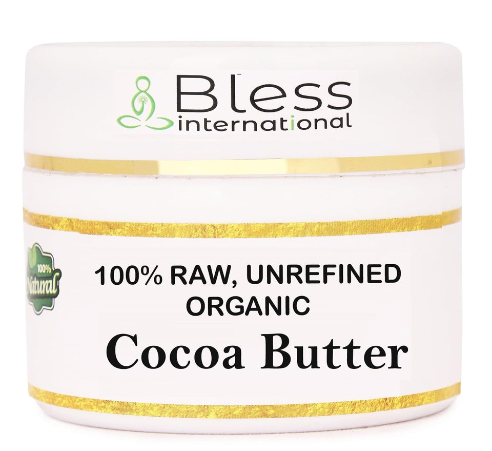Bless International front packaging of 8 oz cocoa butter showing product clarity and purity