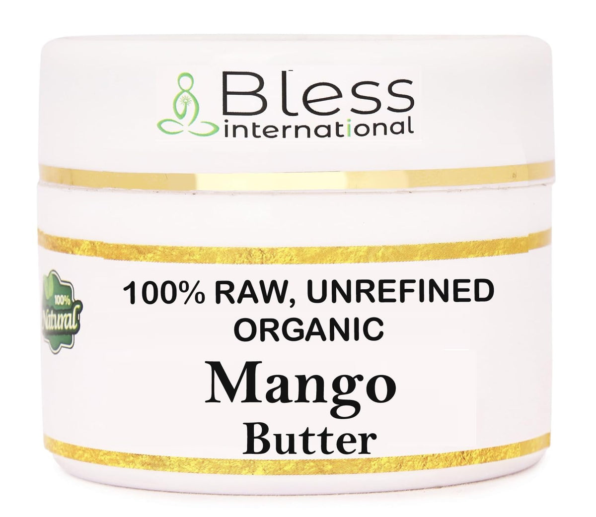 Bless International front jar view showing pure mango butter and brand