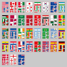 BLGTGH front packaging showing 35 world flag tattoo sheets, quick selection benefit