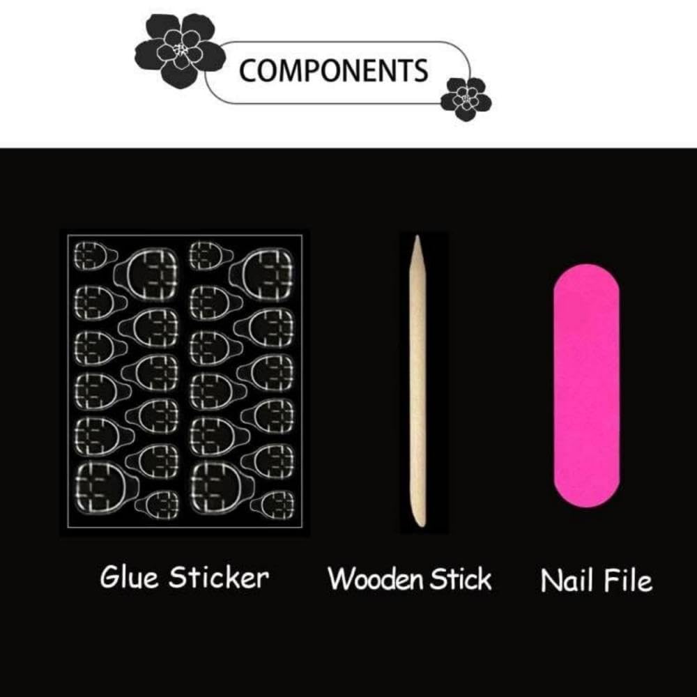 BLGTGH accessories layout with gel stickers file and wooden stick for easy prep