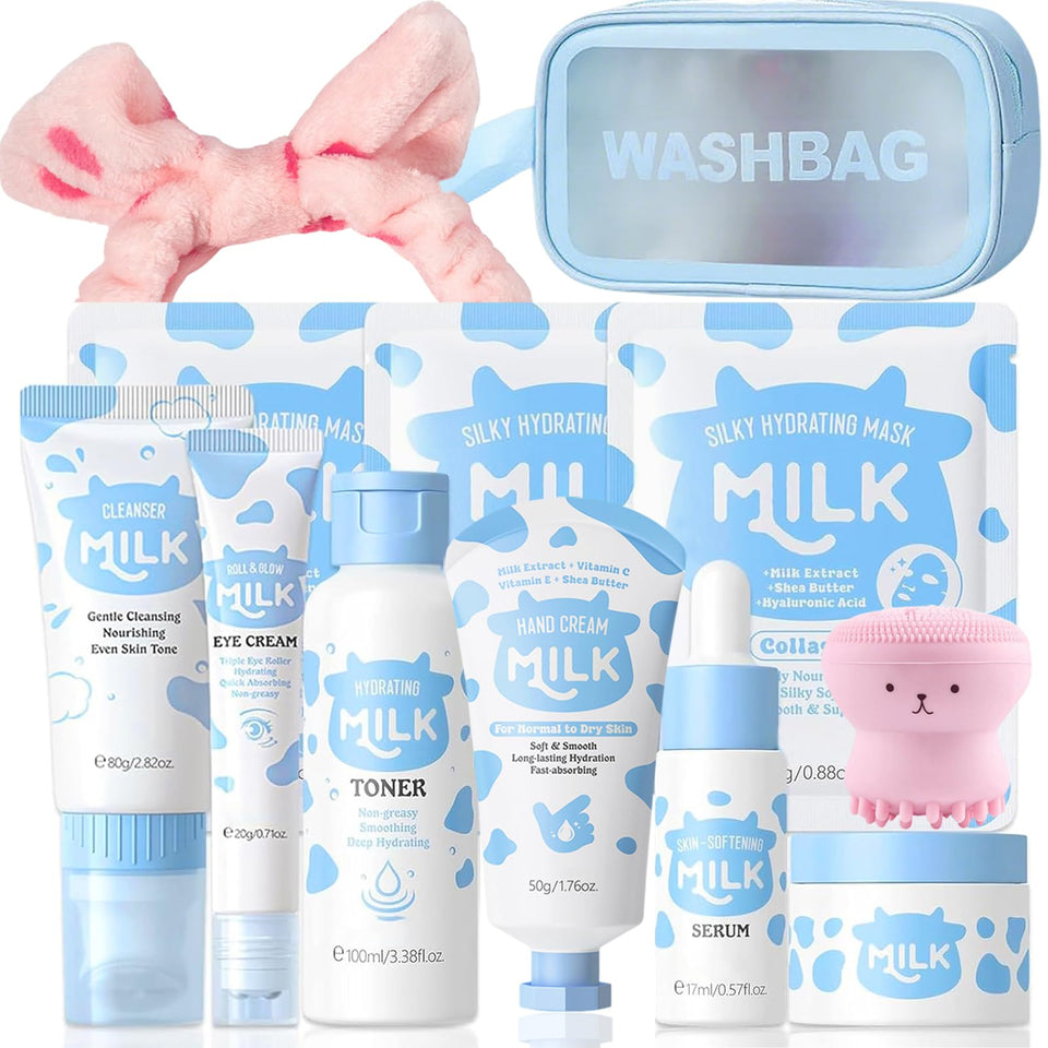 BliBling front packaging showing the full milk skincare set and gift-ready look