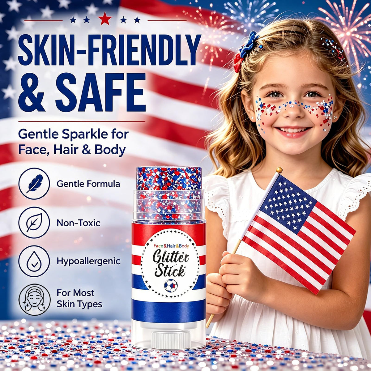 BliBling used as hair streak showcasing waterproof color and secure hold for game-day hairstyles