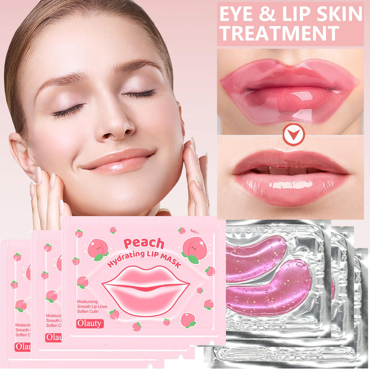 BliBling package contents laid out showing 15 eye pairs and 15 lip masks, great value