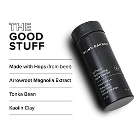 Blind Barber applying powder at roots to deliver instant lift and volume