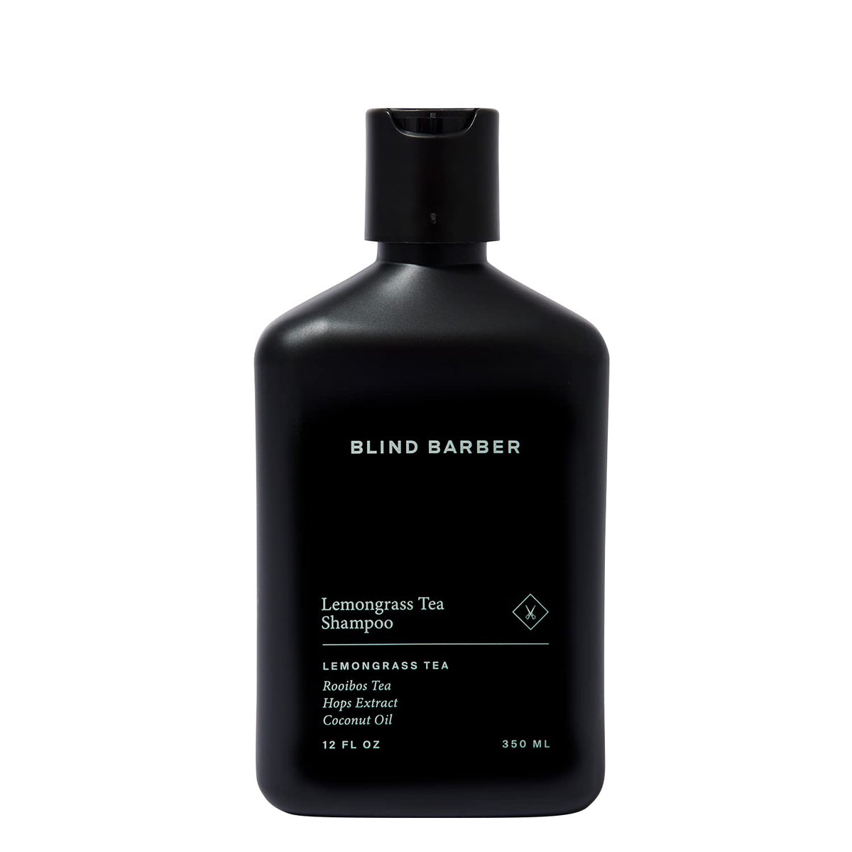 Blind Barber front bottle shot highlighting lemongrass tea scent and clean formula benefit