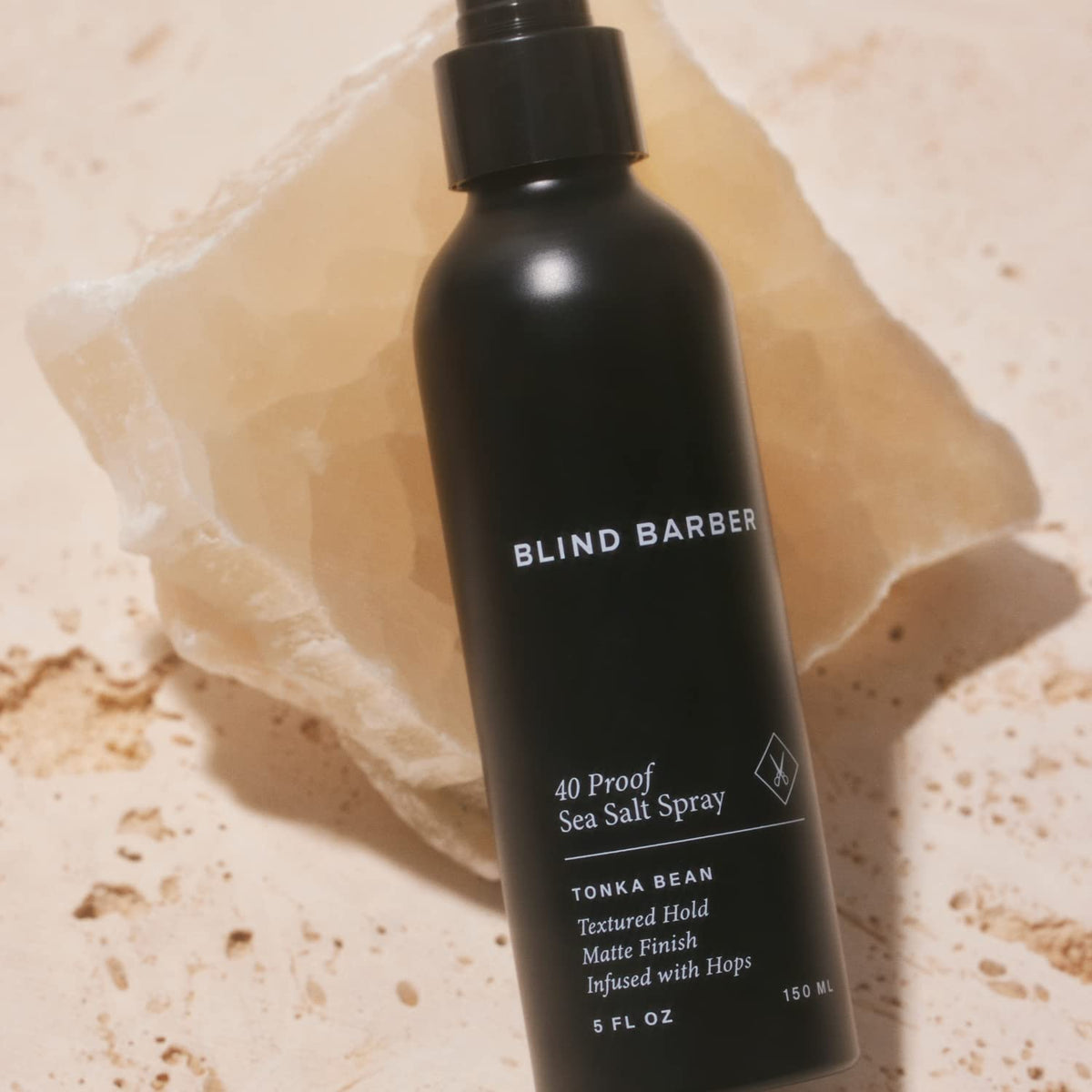 Blind Barber label and ingredients view emphasizing hops extract and water-based formula benefits