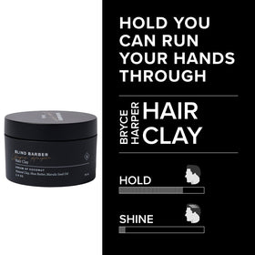 Hand applying Blind Barber clay to hair showing controlled application benefit
