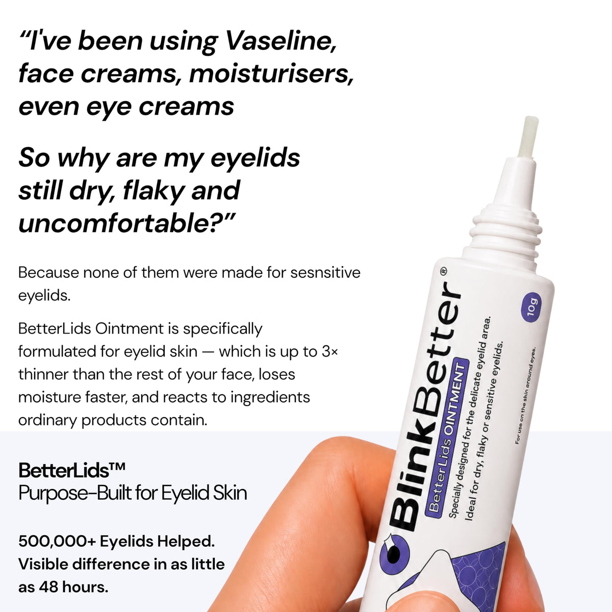 BlinkBetter BetterLids with oat extract visual highlighting soothing colloidal oatmeal benefit