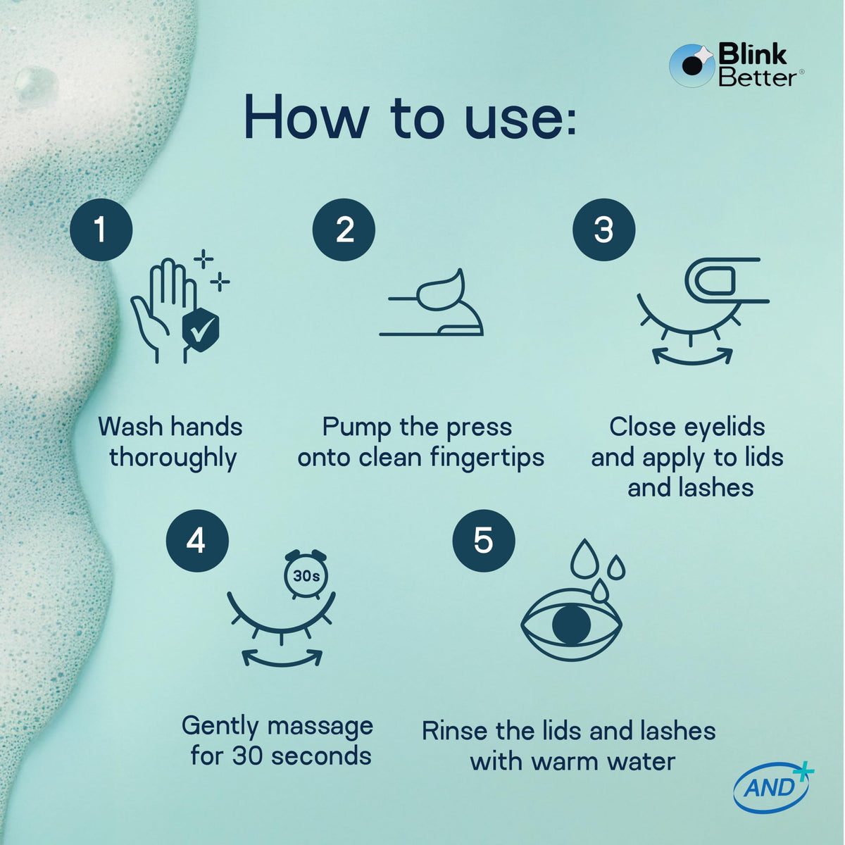 BlinkBetter on bathroom counter promoting easy daily lid care routine