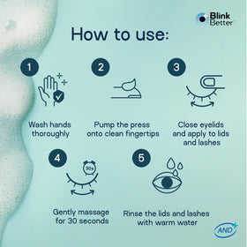 BlinkBetter on bathroom counter promoting easy daily lid care routine