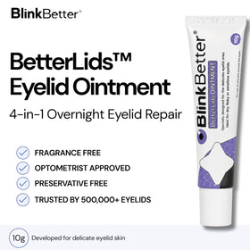 BlinkBetter BetterLids open cap showing ointment texture and moisturising consistency