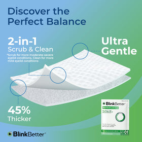 BlinkBetter pack next to eye drops showing compact size and travel-friendly convenience for on-the-go care