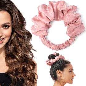 BLINKEEN front view pink scrunchie showing product design and easy use benefit