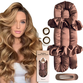 BLINKEEN front view of jumbo heatless curler set showing packaging and contents benefit: easy styling