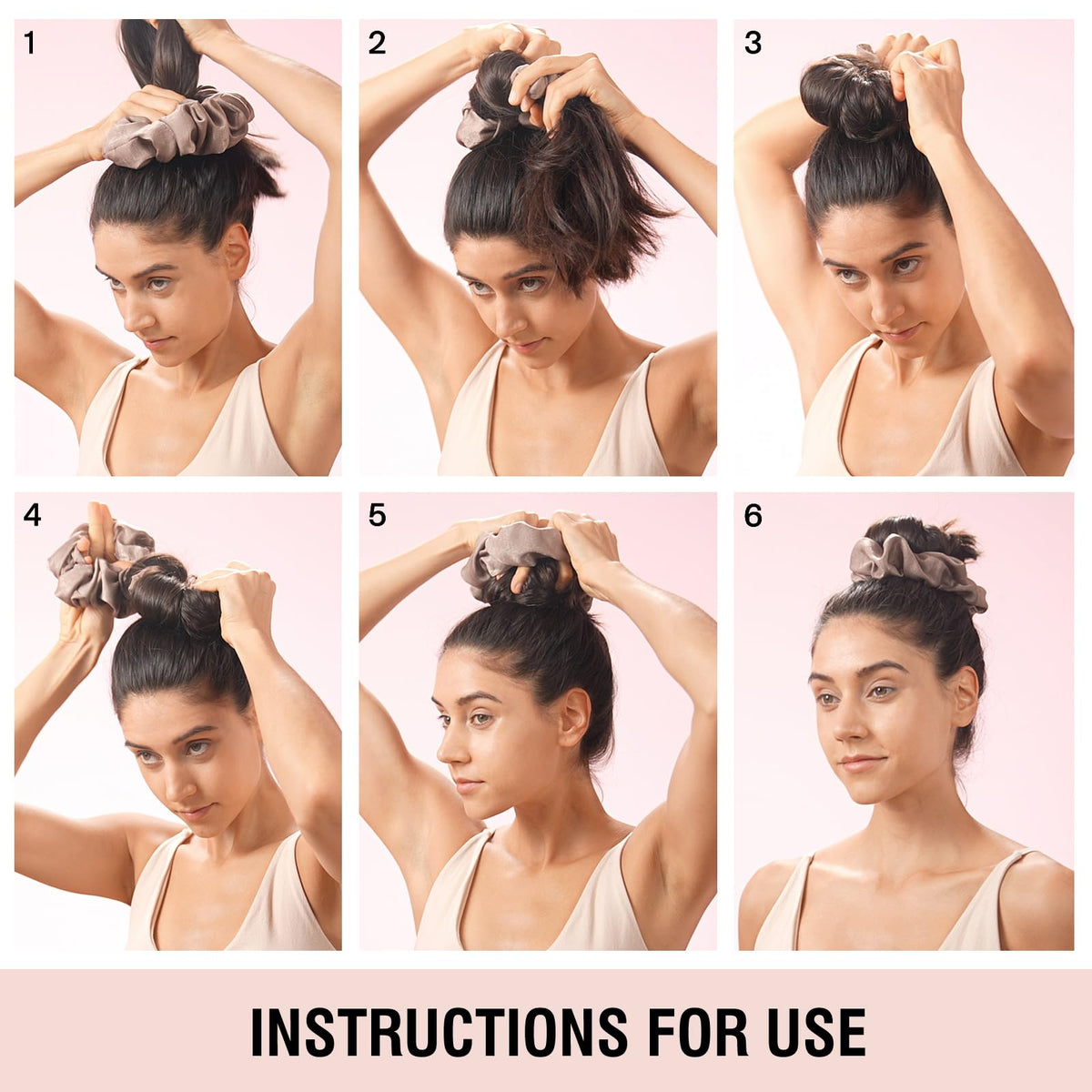 BLINKEEN scrunchie wrapped on ponytail demonstrating secure no-heat styling benefit