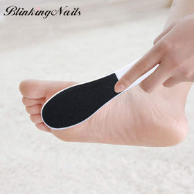 BlinkingNails foot files staged in bathroom spa setting for at-home pedicure