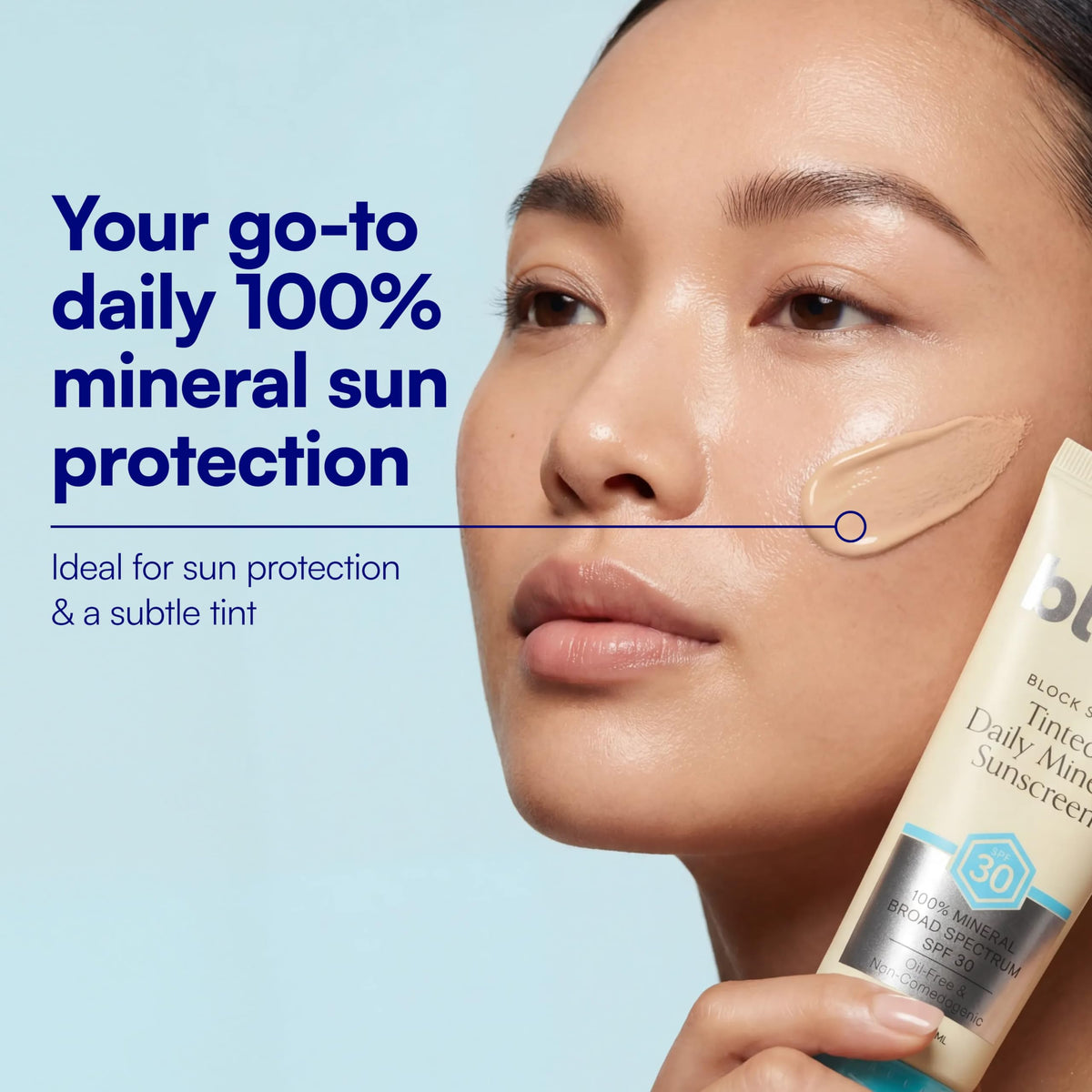 Bliss applying tint to cheek to demonstrate natural even finish