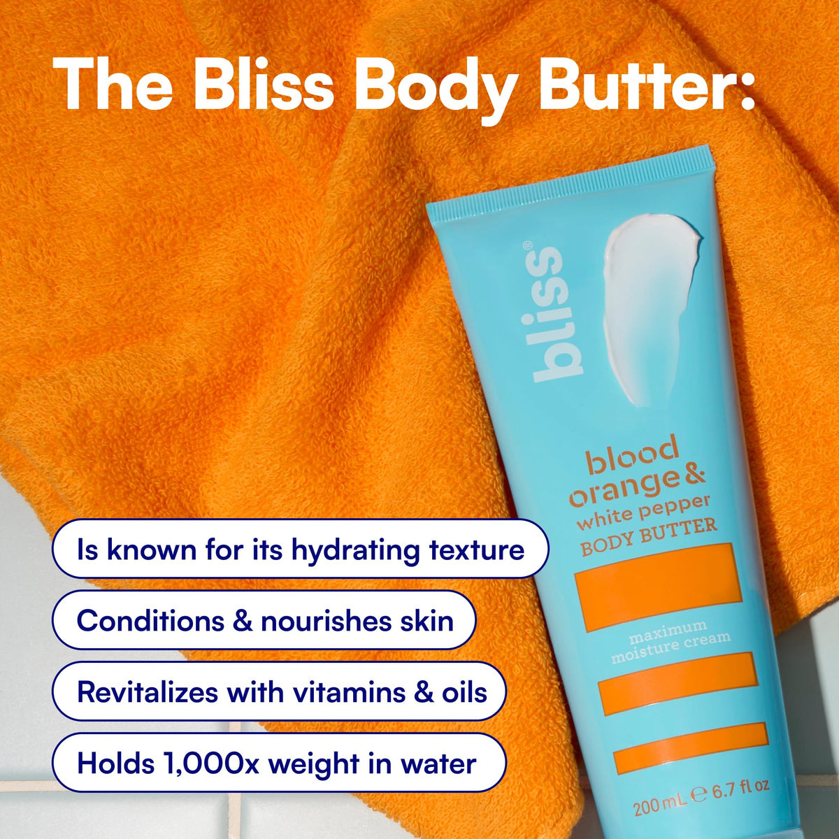 Bliss body butter spread on forearm showing smooth, non-greasy finish
