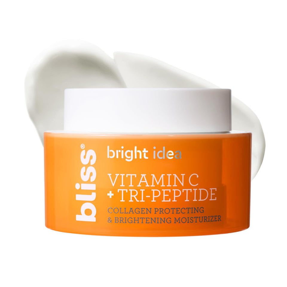 Bliss front packaging of brightening moisturizer showing jar and label for brightening benefits