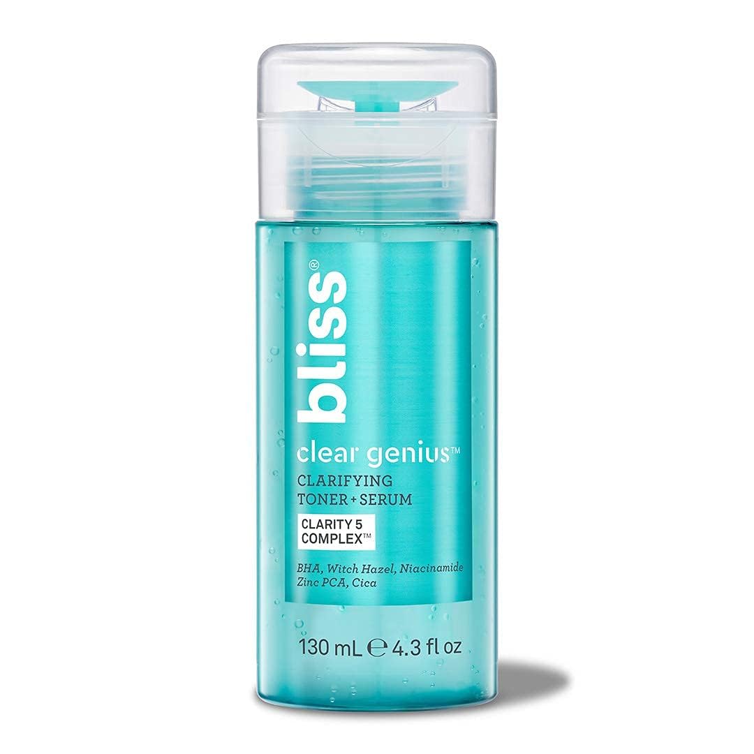 Bliss before and after comparison suggesting improved pore clarity over time