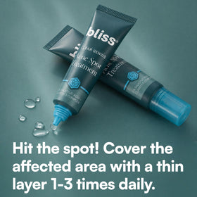 Bliss before and after close-up showing reduced redness and less visible blemish