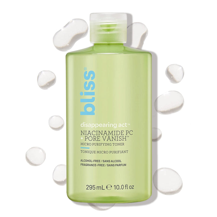 Bliss front bottle shot showing clean packaging and immediate pore-refining benefit