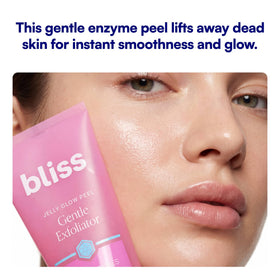 Close-up of Bliss gel texture rolling on skin, emphasizes smooth polishing