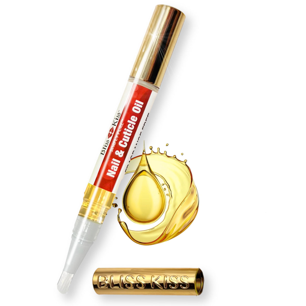 Bliss Kiss front packaging showing compact fragrance-free cuticle pen and benefits