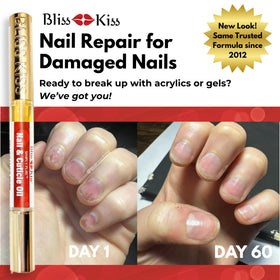 Bliss Kiss hand applying oil to cuticle demonstrating easy daily maintenance