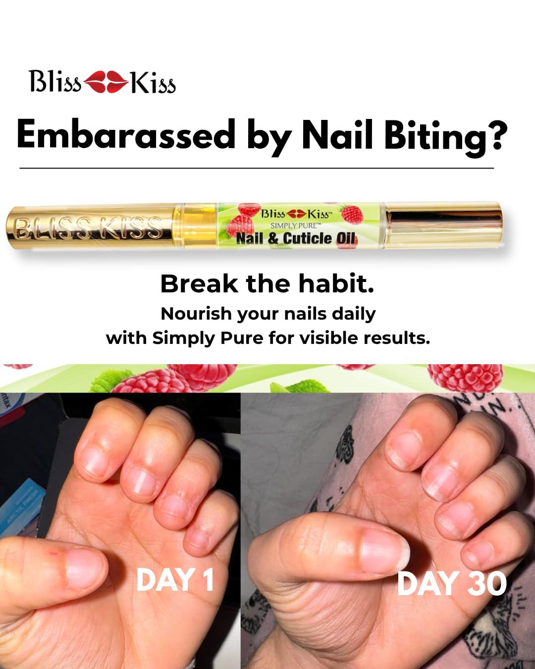 Bliss Kiss pen inside a bag emphasizing easy touch-ups and on-the-go care