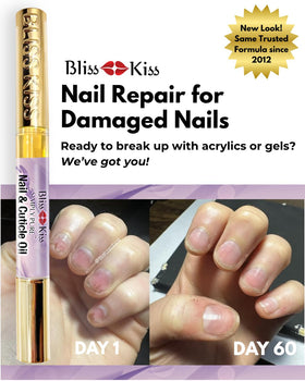 Bliss Kiss pen being massaged into cuticle for improved nail flexibility