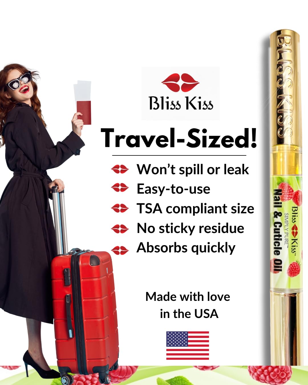 Bliss Kiss on a vanity with other beauty items highlighting everyday luxury