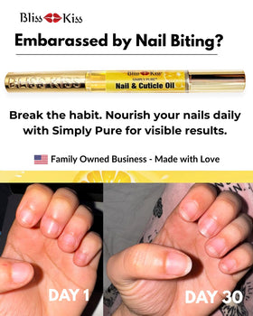 Bliss Kiss pen held during application to cuticle for targeted hydration