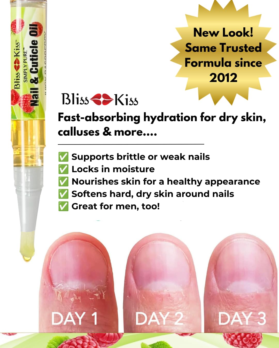 Bliss Kiss pen tip close-up demonstrating precise applicator for neat treatment