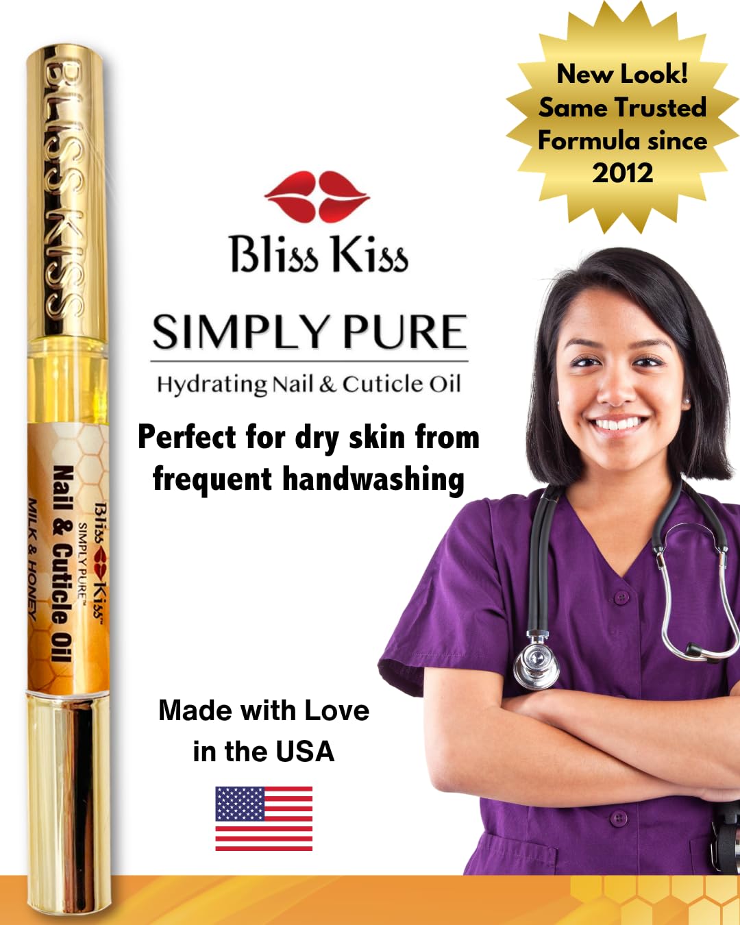 Bliss Kiss next to pencil to show compact size for on-the-go convenience