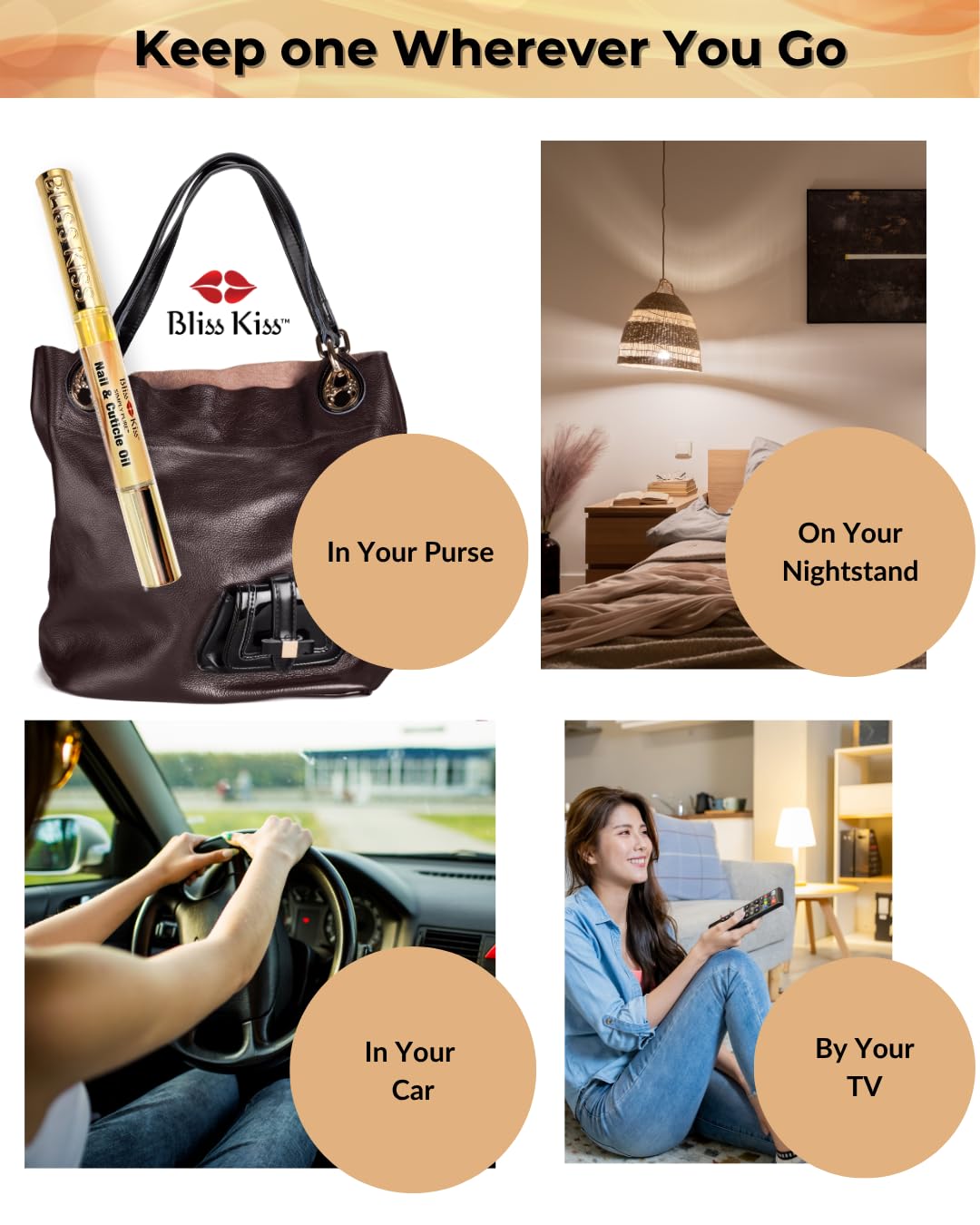 Bliss Kiss pen next to coin showing compact, purse-friendly size and portability