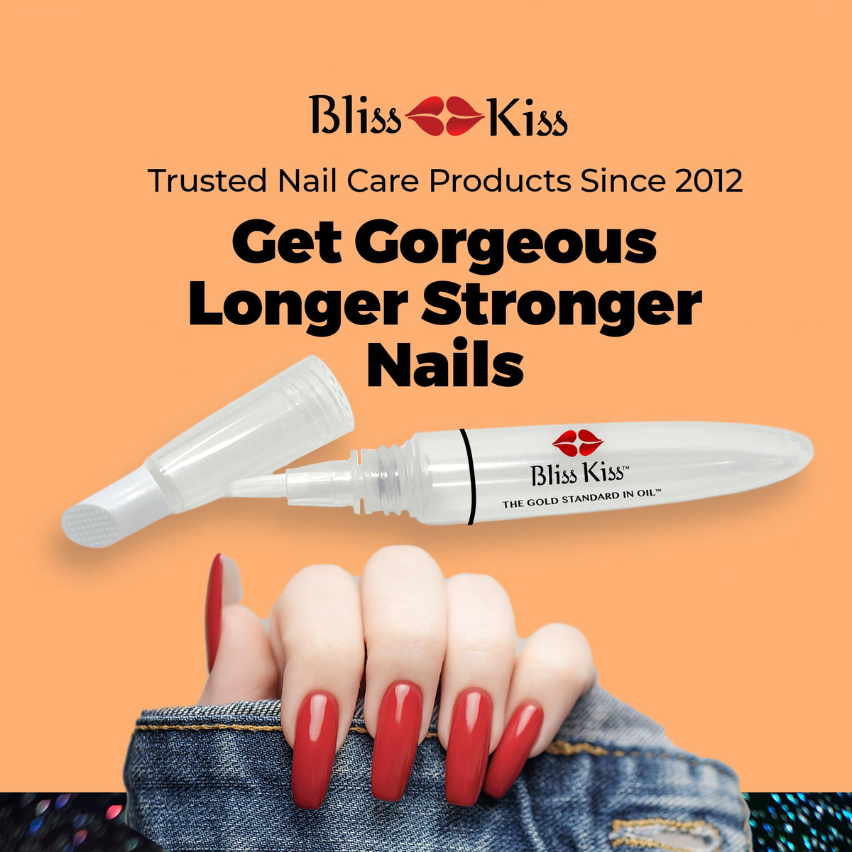 Bliss Kiss soft brush tip close-up applying oil precisely to nail