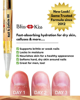 Bliss Kiss pen inside a purse highlighting travel-ready hydration for nails