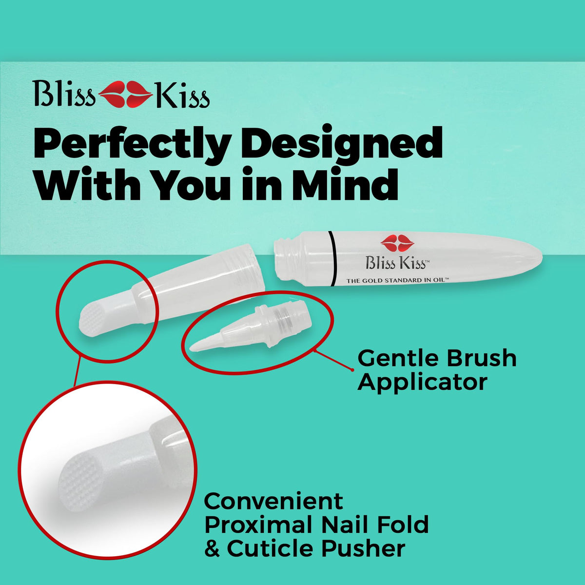 Bliss Kiss pen tucked inside purse proving travel-friendly leak resistance
