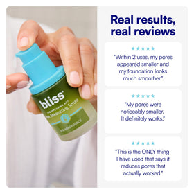 Bliss label close-up highlighting niacinamide and ingredient transparency