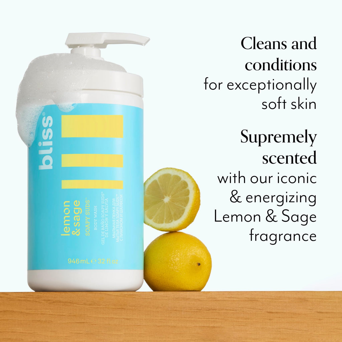 Bliss creamy lather close-up showing rich foam and gentle cleansing benefit