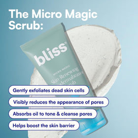 Bliss micro magic texture closeup showing fine volcanic pumice for smooth exfoliation benefit