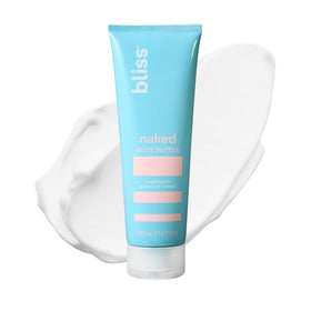 bliss naked body butter front jar showing clean label and size for easy recognition