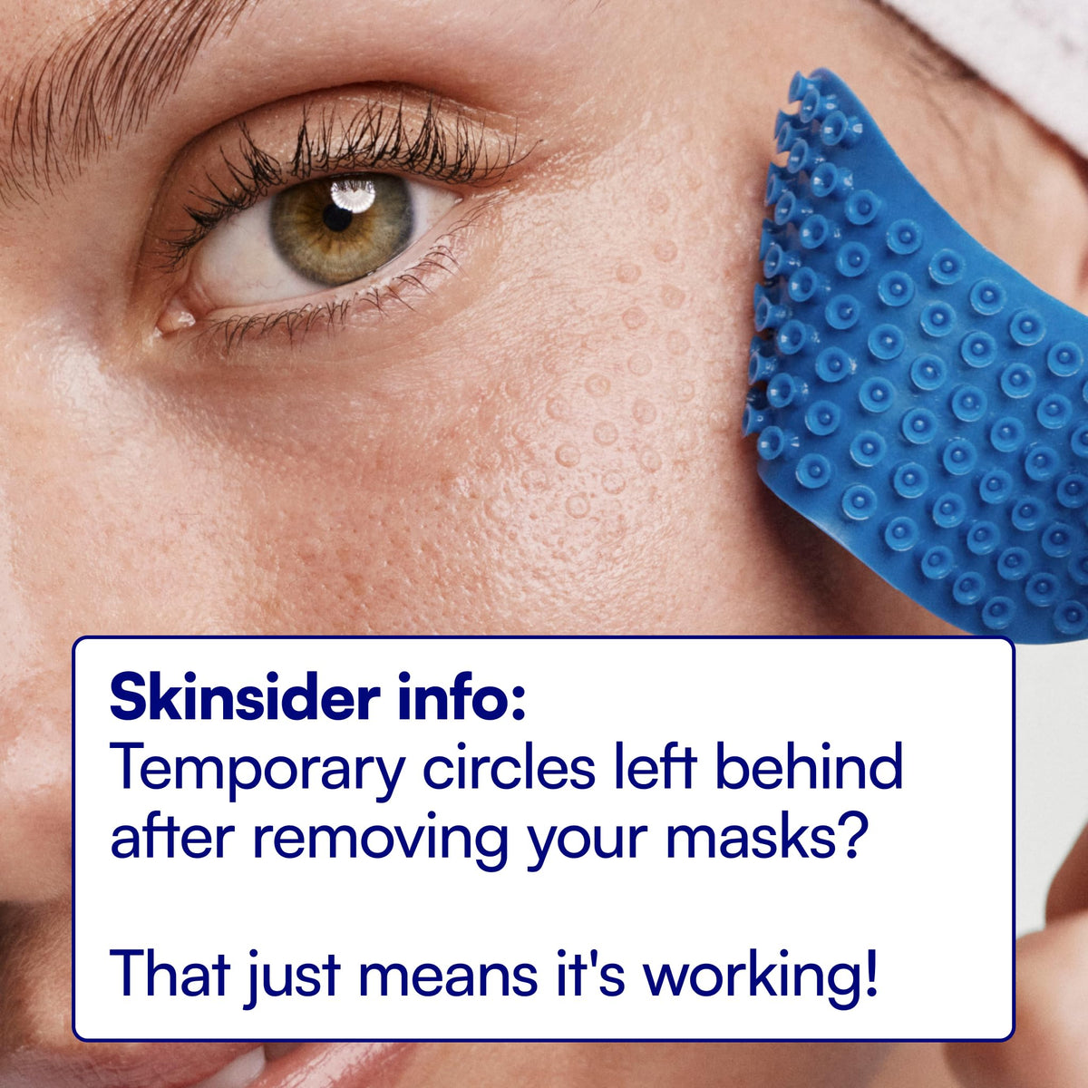 Bliss model wearing masks during a short self-care session to reduce puffiness