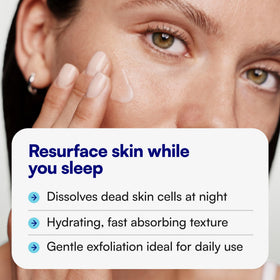 Bliss ingredient label emphasizing glycolic and PHA blend for resurfacing